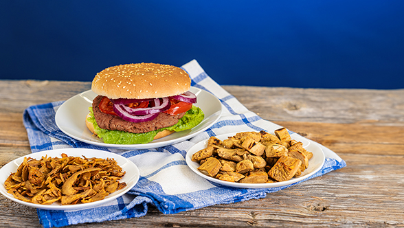 Hamburguesa vegana a base del bagazo de cerveza